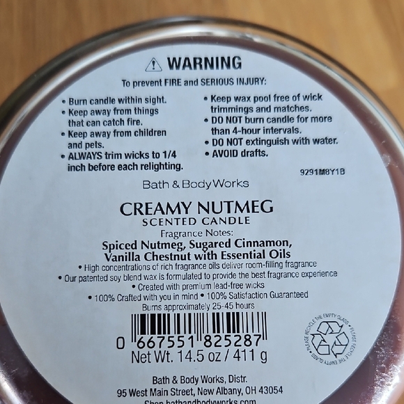 Bath & Body Works Creamy Nutmeg Scented Candle - 14.5 oz - Picture 2 of 4